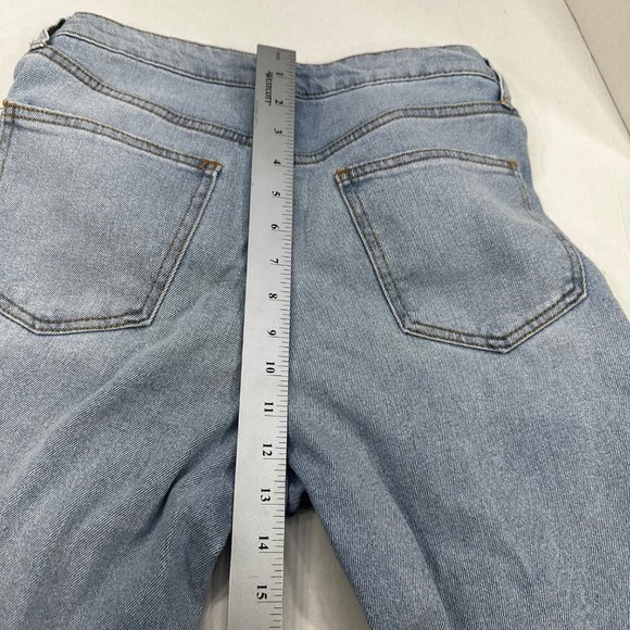 No Boundaries Women's Size 9 Straight Leg Distressed Med Wash Jean Blue Preowned - Picture 12 of 16
